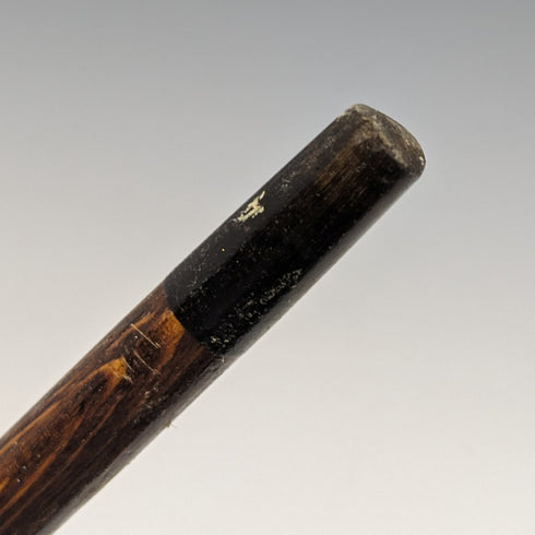 1922 British antique gentleman's walking stick brown stem sterling silver embossed decoration curved handle 90cm